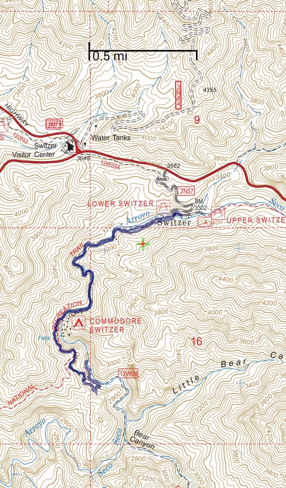 Hike #004 track map using Backcountry Navigator (US Forest Service-2013 map) from my phone.